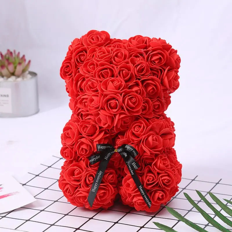 Rose Bear Gift - Handmade Flower Bear