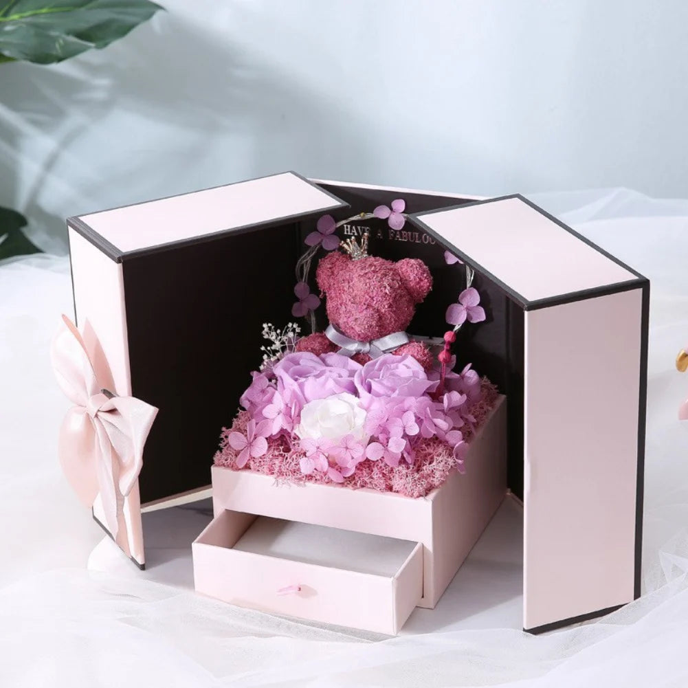 Rose Bear Gift Box - Timeless Valentine’s Surprise