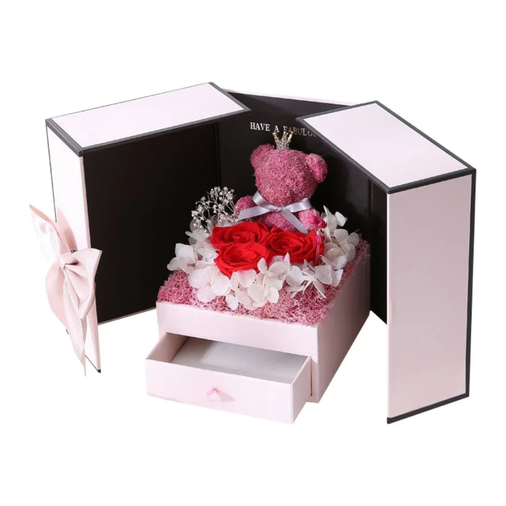 Rose Bear Gift Box - Timeless Valentine’s Surprise