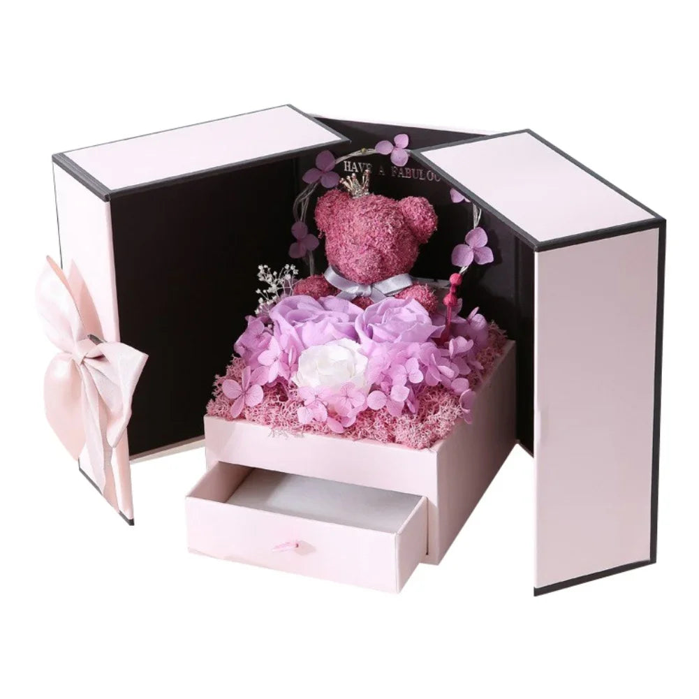 Rose Bear Gift Box - Timeless Valentine’s Surprise