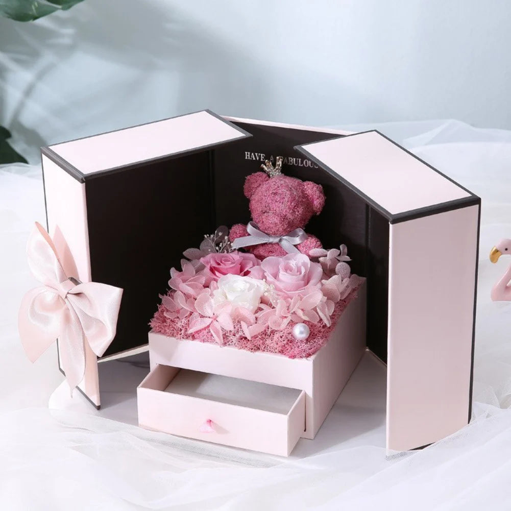 Rose Bear Gift Box - Timeless Valentine’s Surprise