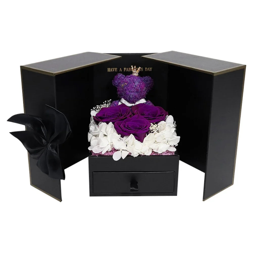 Rose Bear Gift Box - Timeless Valentine’s Surprise