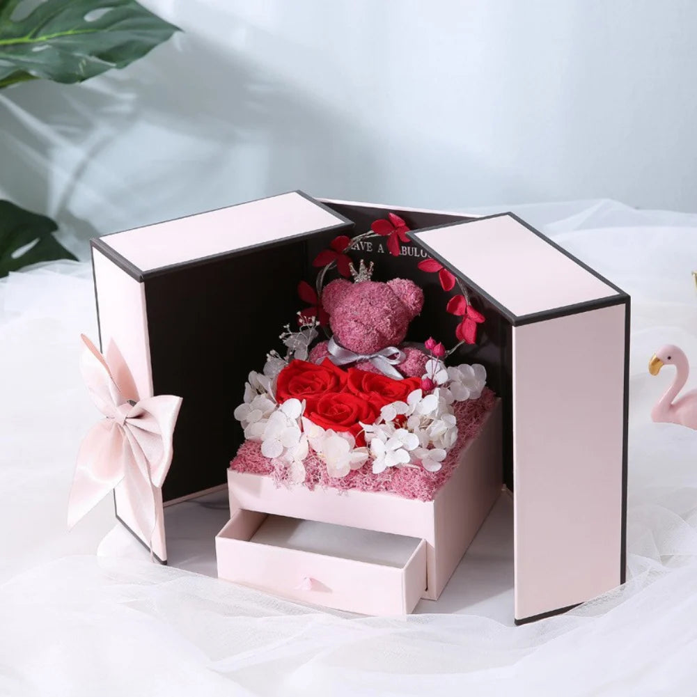 Rose Bear Gift Box - Timeless Valentine’s Surprise