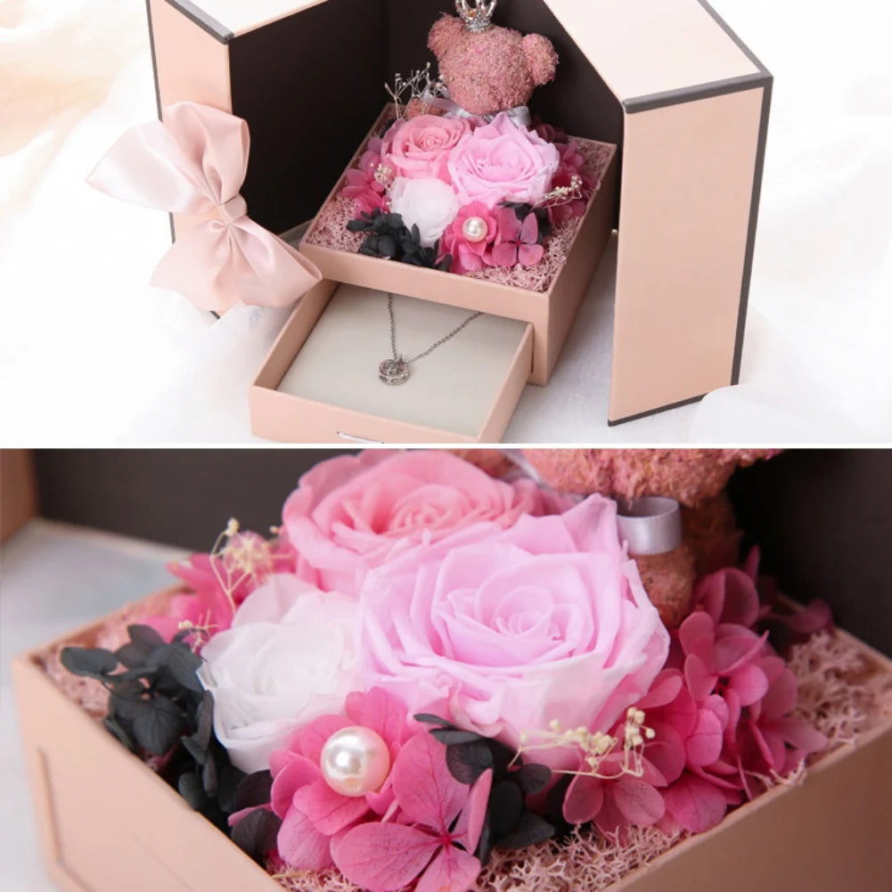 Rose Bear Gift Box - Timeless Valentine’s Surprise