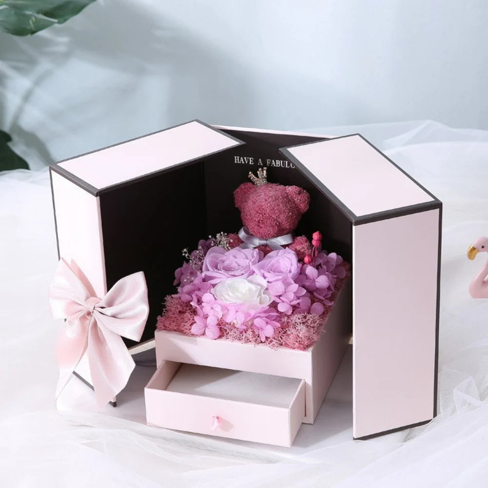 Rose Bear Gift Box - Timeless Valentine’s Surprise