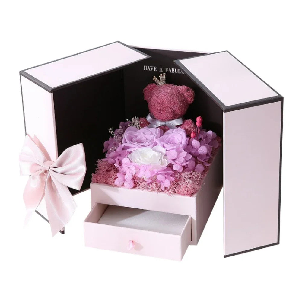 Rose Bear Gift Box - Timeless Valentine’s Surprise