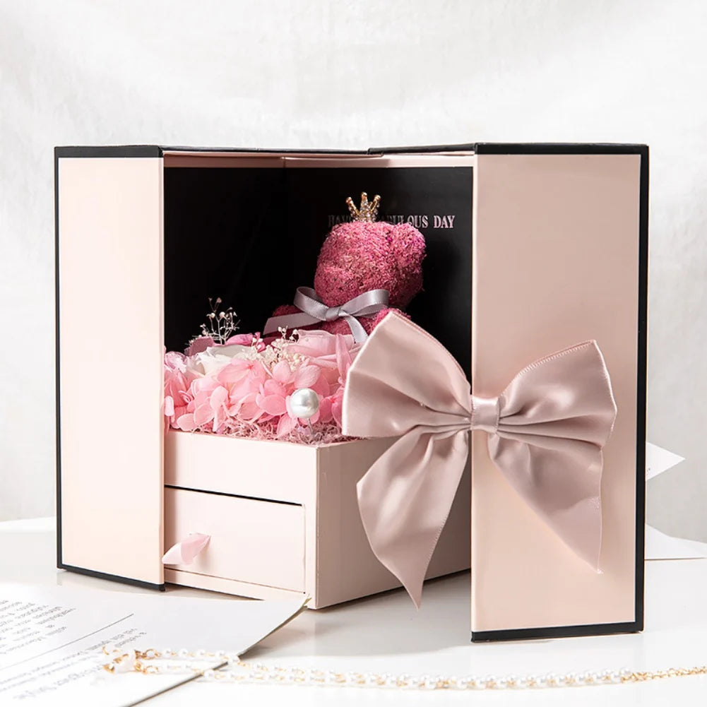 Rose Bear Gift Box - Timeless Valentine’s Surprise