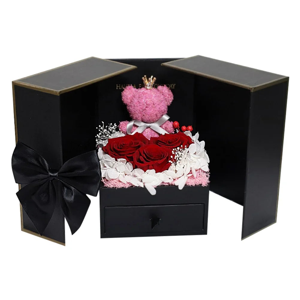 Rose Bear Gift Box - Timeless Valentine’s Surprise