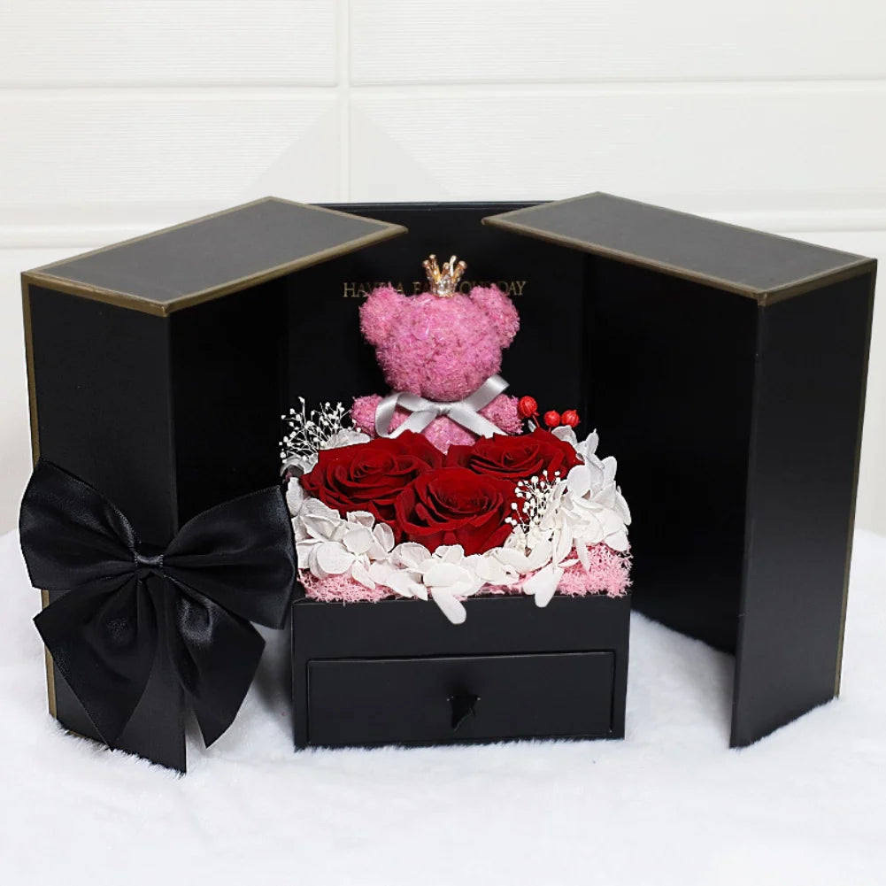 Rose Bear Gift Box - Timeless Valentine’s Surprise