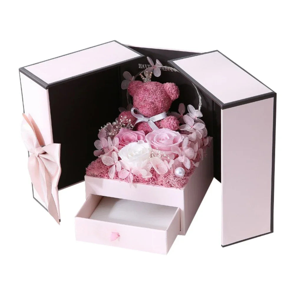 Rose Bear Gift Box - Timeless Valentine’s Surprise