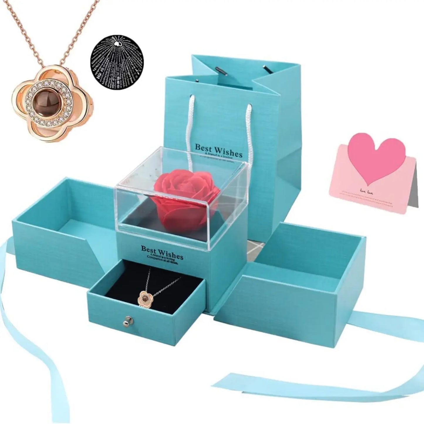 Forever Rose Gift Set - Real Rose & ‘I Love You’ Necklace