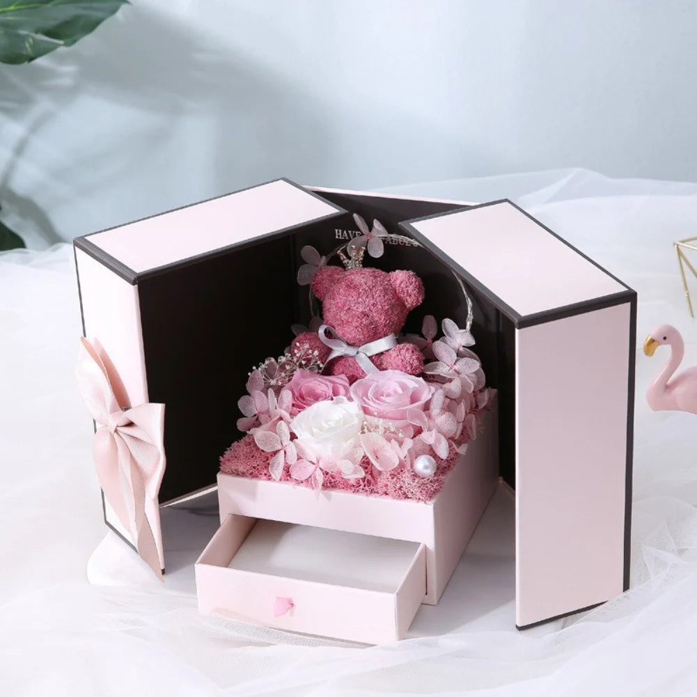 Rose Bear Gift Box - Timeless Valentine’s Surprise