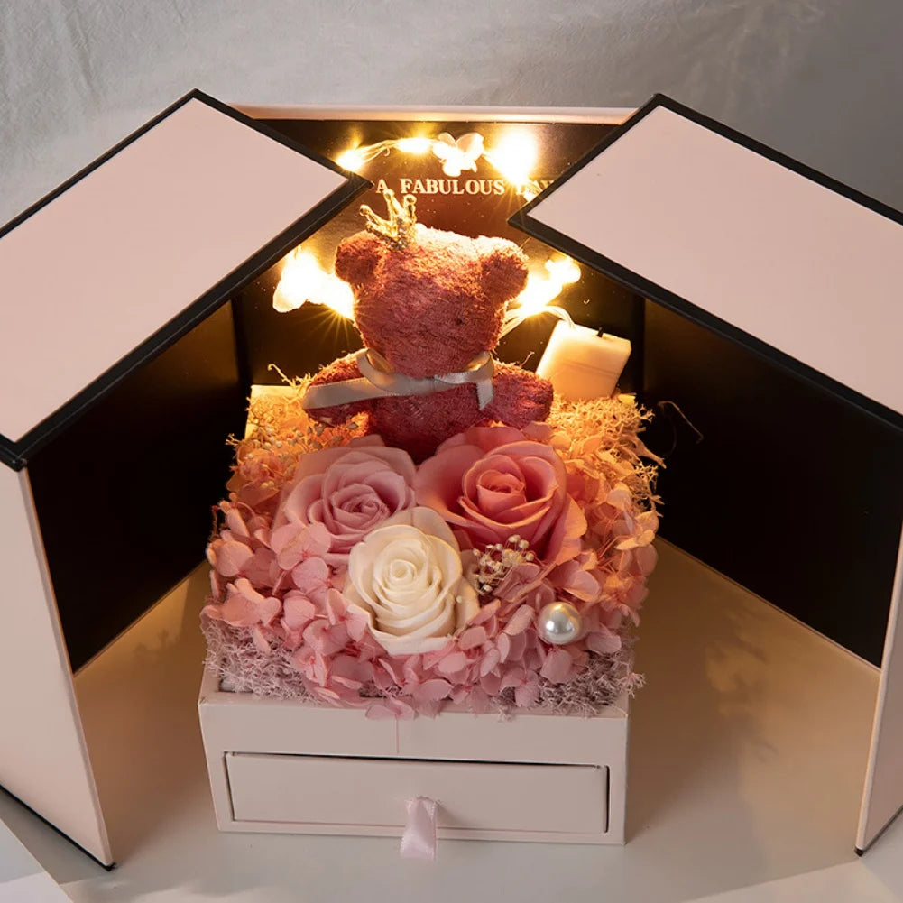 Rose Bear Gift Box - Timeless Valentine’s Surprise