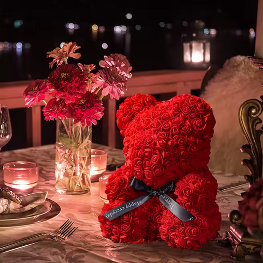 Rose Bear Gift - Handmade Flower Bear