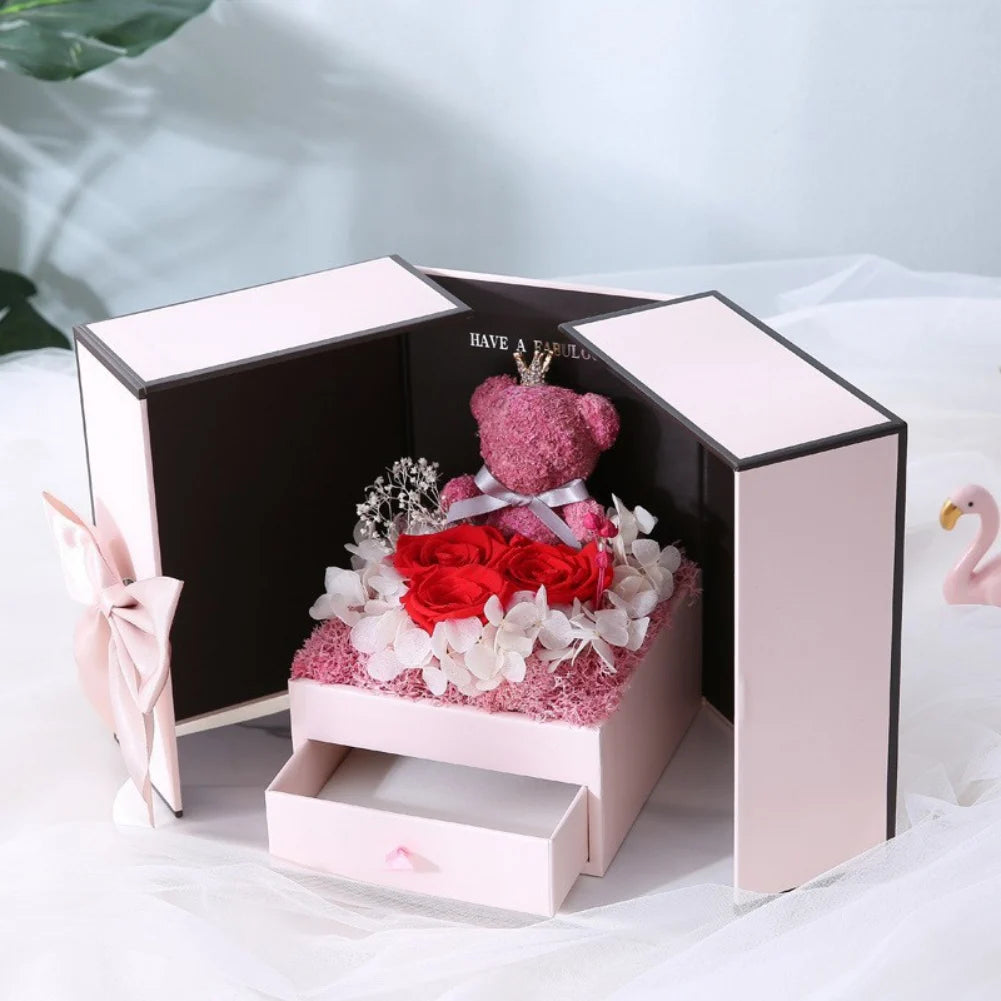 Rose Bear Gift Box - Timeless Valentine’s Surprise