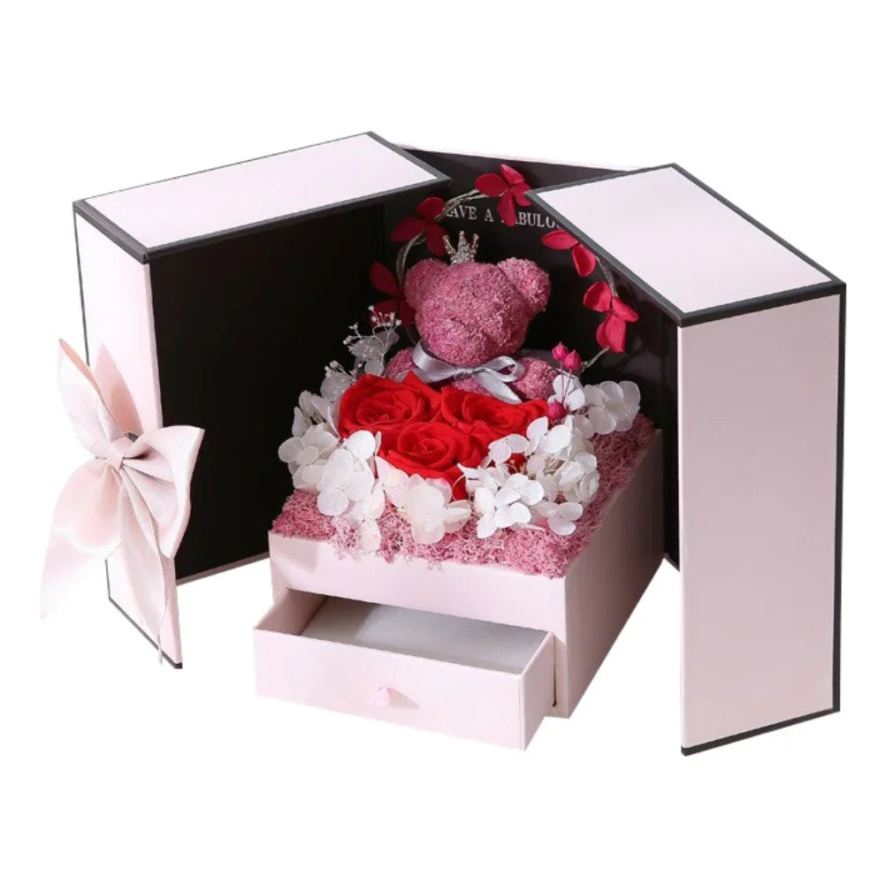 Rose Bear Gift Box - Timeless Valentine’s Surprise